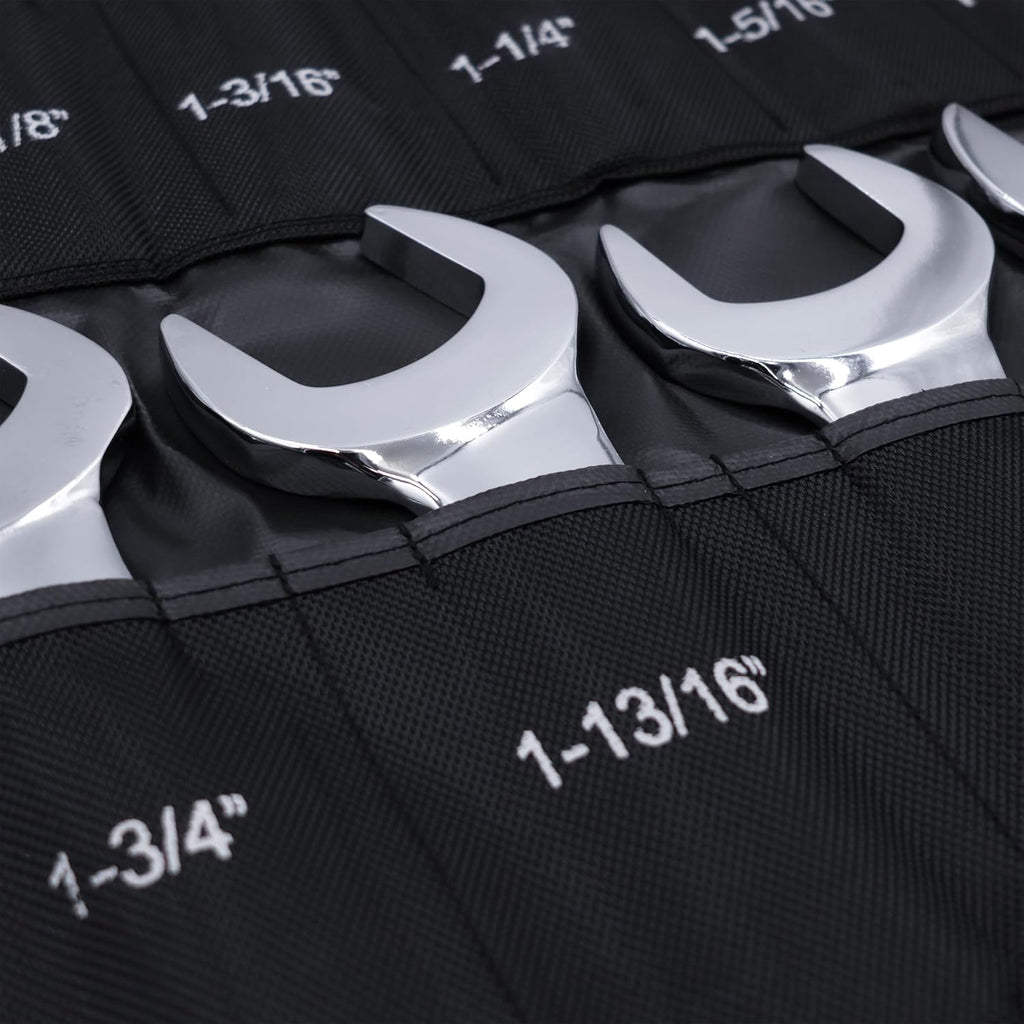 Grip 21 pc Jumbo Service Wrench Set SAE - Sizes from 3/4' up to 2' - Chrome Plated - Chrome Vanadium Steel - Heavy Duty Storage Pouch - Automotive, Hydraulic Equipment