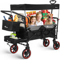 Wagon Stroller with Canopy,Large Capacity Trolley, Foldable Portable Cart with Canopy, Adjustable Push/Pull Handle, Shock-Absorbing Wheels, Suitable for Shopping,Traveling-B