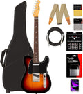 Fender American Professional Classic Telecaster - 3-Color Sunburst Bundle with Gig Bag, Strap, Cable, and Guitar Cleaning Kit