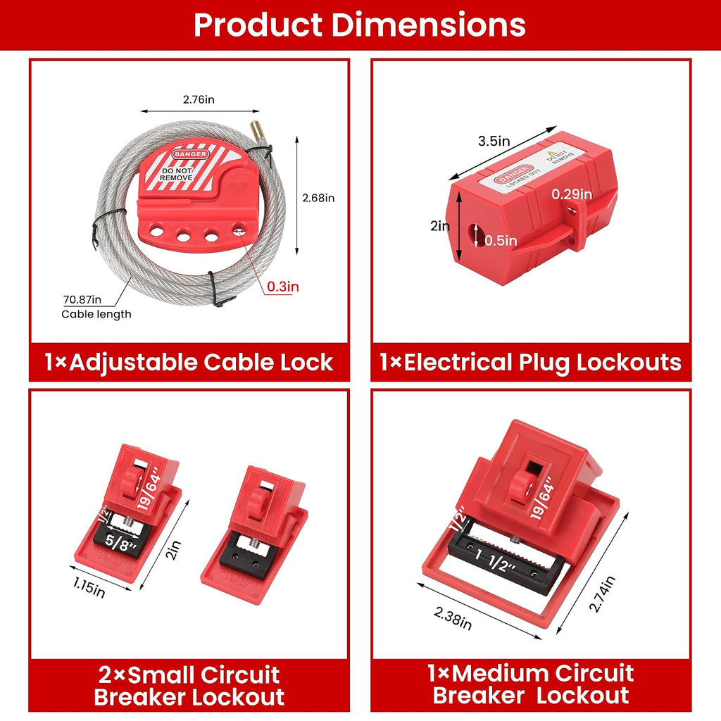 Lockout Tagout Kit Electrical Loto - 67 PCS OSHA Compliant Safety Kit with Padlocks, Hasps, Circuit Breaker Lockouts, Zip Ties, Tags & Tool Box for Industrial/Electrical Equipment
