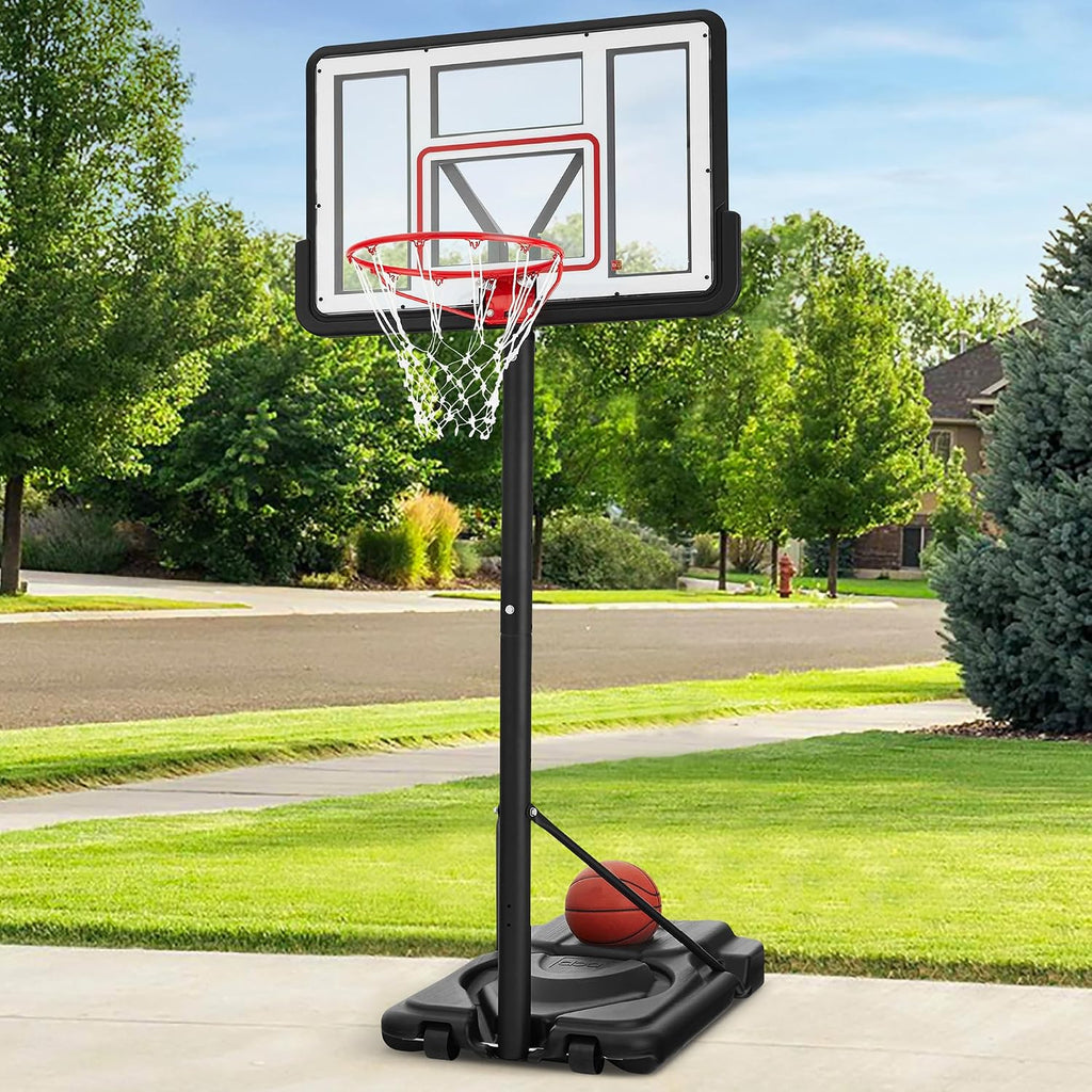 Best Choice Products 10ft Regulation Basketball Hoop, Height Adjustable Outdoor Goal w/Shock Absorbent Rim, Base Gel, 2 Wheels