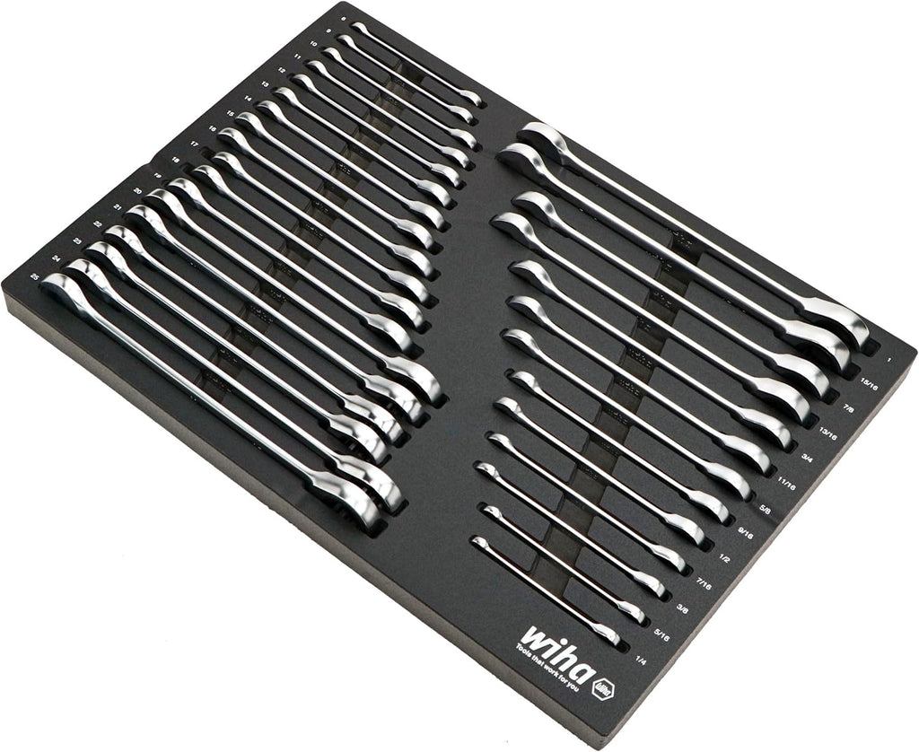 Wiha 30392 31-Piece Ratcheting Wrench Set – SAE & Metric, 12-Point Box and Open Ends, Full Drawer Tray