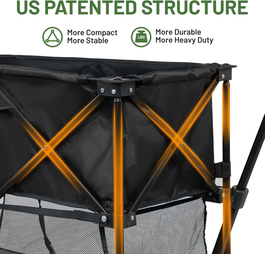 TIMBER RIDGE 400L Large Capacity Folding Double Decker Wagon with Brakes, 54' Extra Long Extender Wagon Cart, 450lbs Heavy Duty Collapsible Cart, All-Terrain Big Wheels for Camping, Sports, Shopping