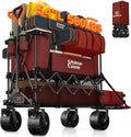 Originsure 400L Double Decker Wagon Collapsible with 54' L Tailgate, 560lbs Heavy Duty Carts Foldable, Extra Large Folding Beach Wagon with Big All-Terrain Wheels for Camping, Sports, Groceries, Red