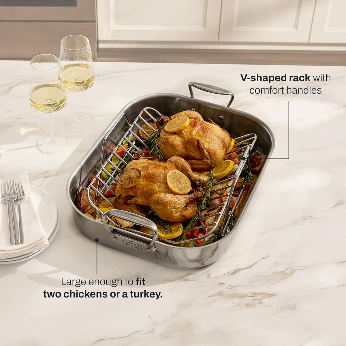 All-Clad Specialty Cookware, Stainless Steel Roaster with Rack, 14 x 18 inch