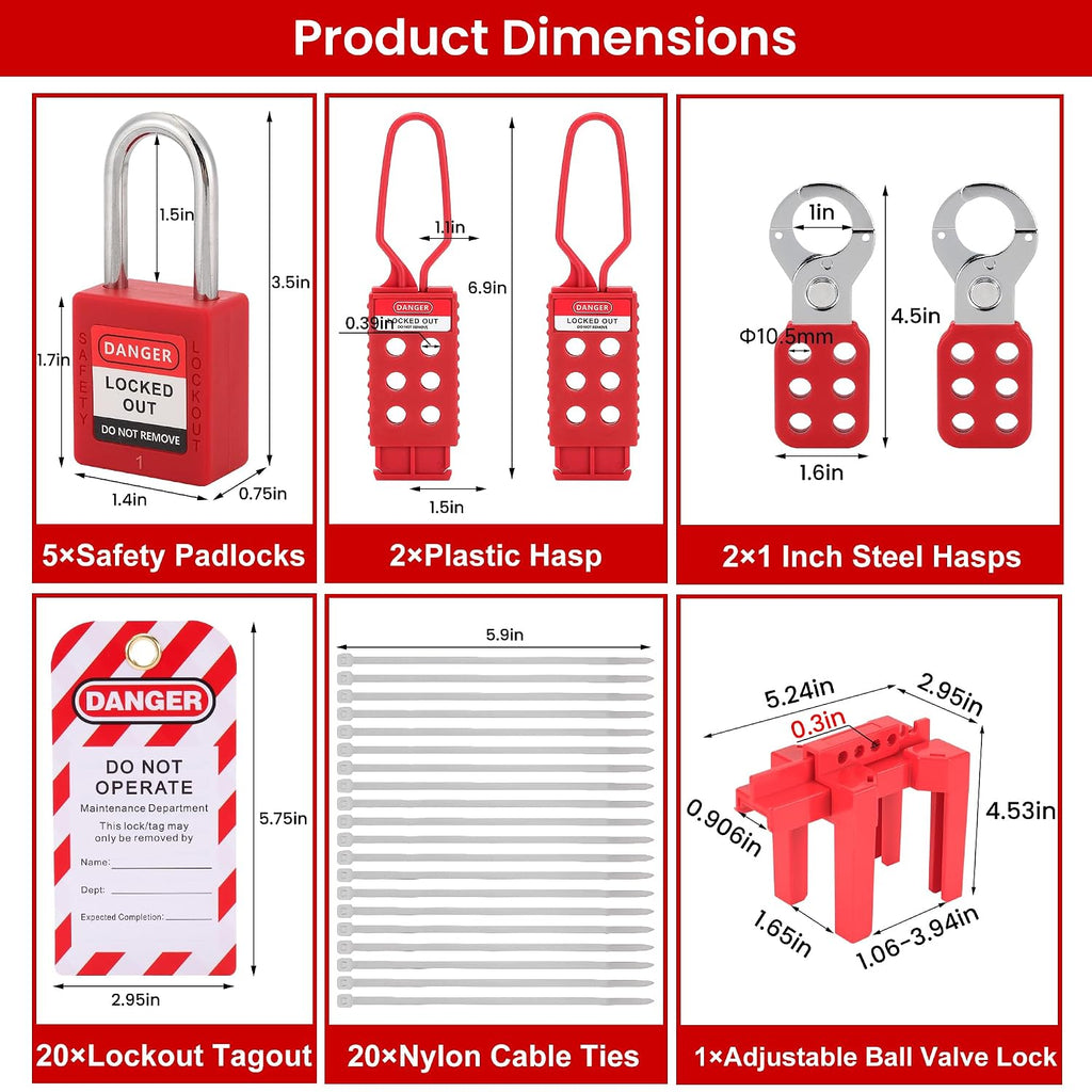 Lockout Tagout Kit Electrical Loto - 67 PCS OSHA Compliant Safety Kit with Padlocks, Hasps, Circuit Breaker Lockouts, Zip Ties, Tags & Tool Box for Industrial/Electrical Equipment