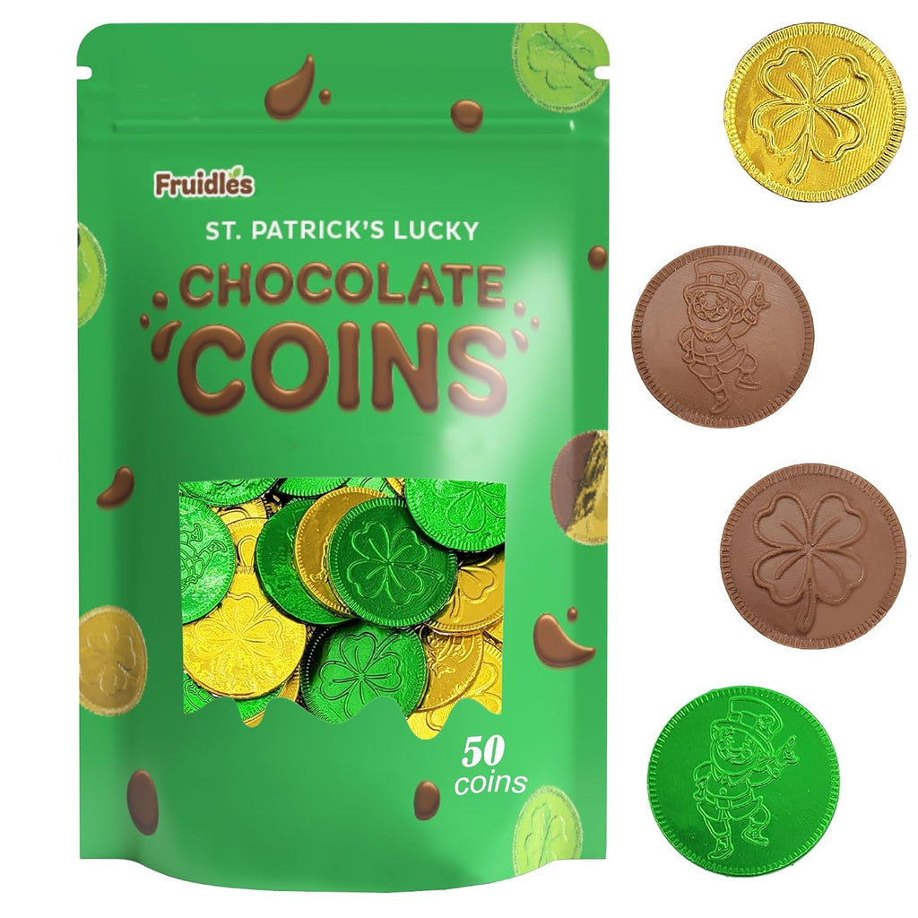 St. Patrick's Day Milk Chocolate Gold Coins 3600 Coins, Shamrock & Leprechaun Themed Coins, Parties, Events and Celebrations, Perfect for Gift Bags and Festive Decorations, 4.5g Milk Chocolate Coin