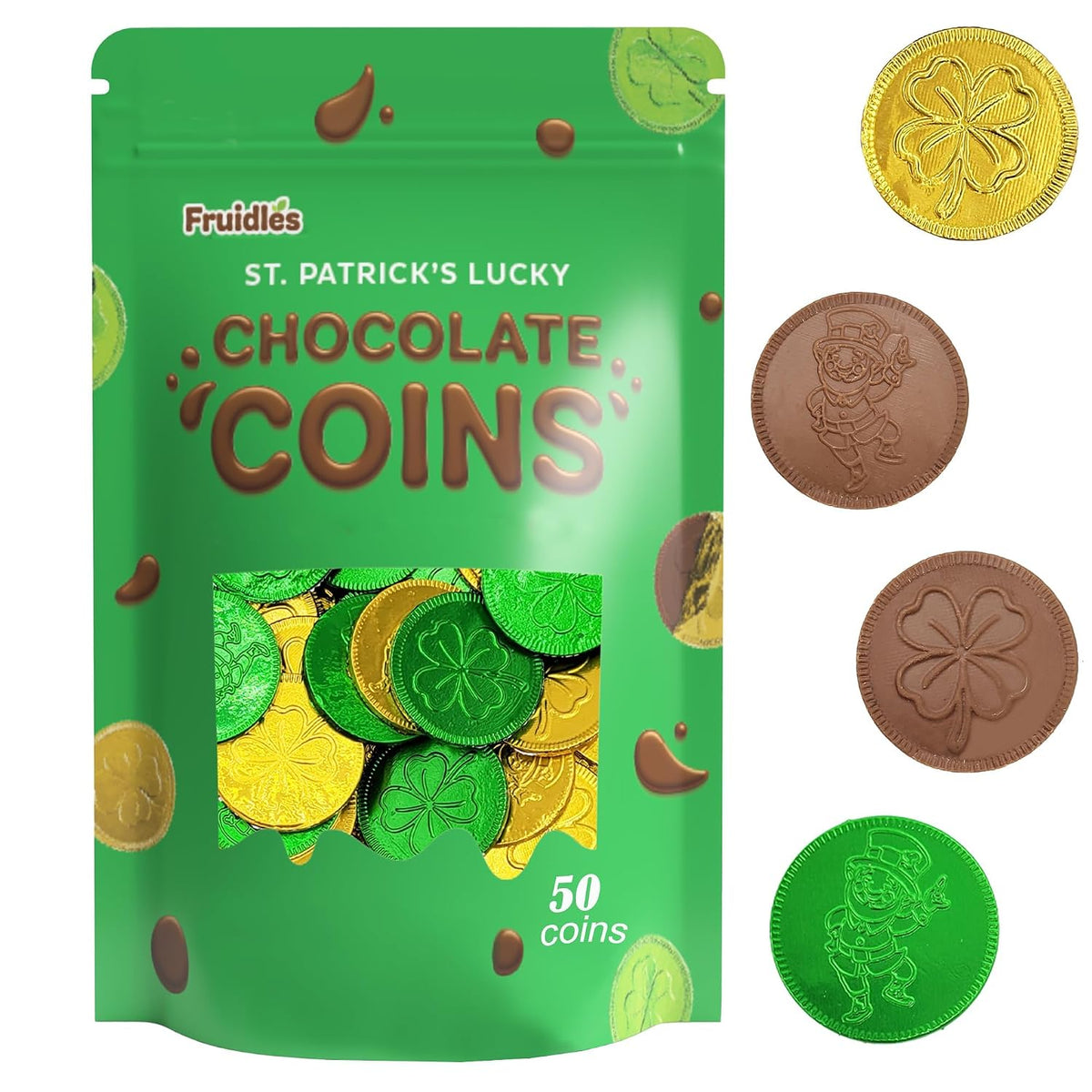 St. Patrick's Day Milk Chocolate Gold Coins 900 Coins, Shamrock & Leprechaun Themed Coins, Parties, Events and Celebrations, Perfect for Gift Bags and Festive Decorations, 4.5g Milk Chocolate Coin