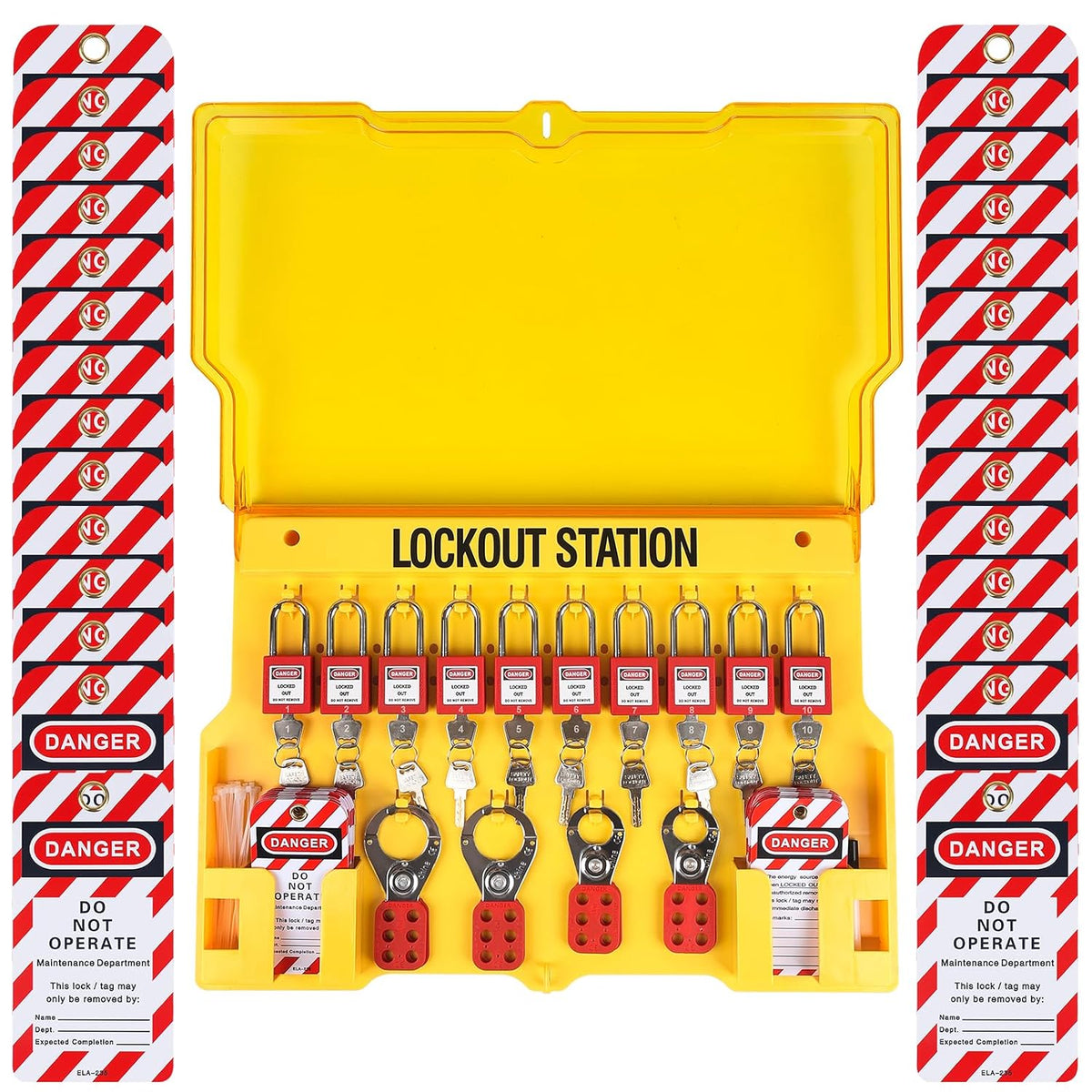 Lockout Tagout Station,Covered Group Lockout Station Lockout Tagout Kit,Loto Safty Padlock Loto Hasp Lockout Tag Lock Out Set of 76,Safety Tools for Industrial,Electric Power,Machinery Tool