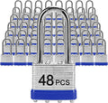 Padlocks with Same Key, LQYN 48 Pcs Laminated Keyed Padlock (1-9/16', 40mm), Keyed Alike Locks, Long Shackle, for Storage Locker, Hasp Latch, Toolbox, Sheds