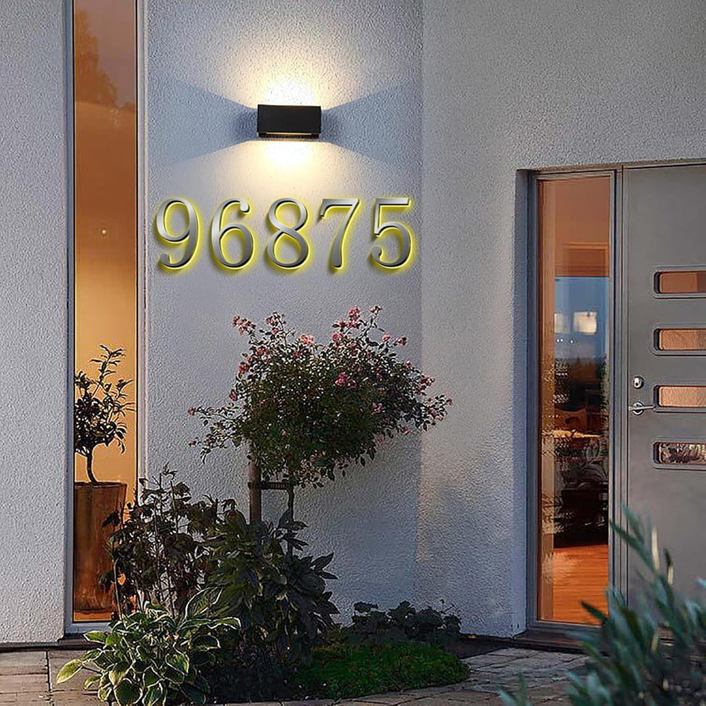 Lighted House Numbers For Outside, Backlit LED Address Numbers For House, Stainless Steel Illuminated Address Number, Waterproof, And Weather Resistant,14 Inch/350mm,6