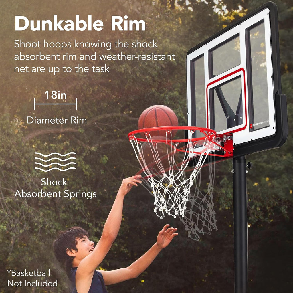 Best Choice Products 10ft Regulation Basketball Hoop, Height Adjustable Outdoor Goal w/Shock Absorbent Rim, Base Gel, 2 Wheels