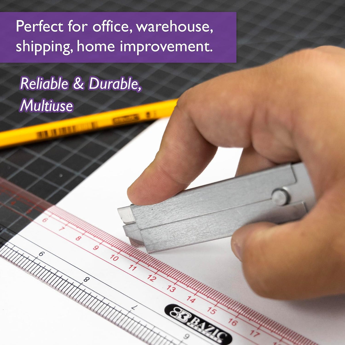 BAZIC Carton Cutter Box Cutter Retractable Blade, Utility Knife Set for Box Cardboard Boxes Office Home (2/Pack), 144-Packs