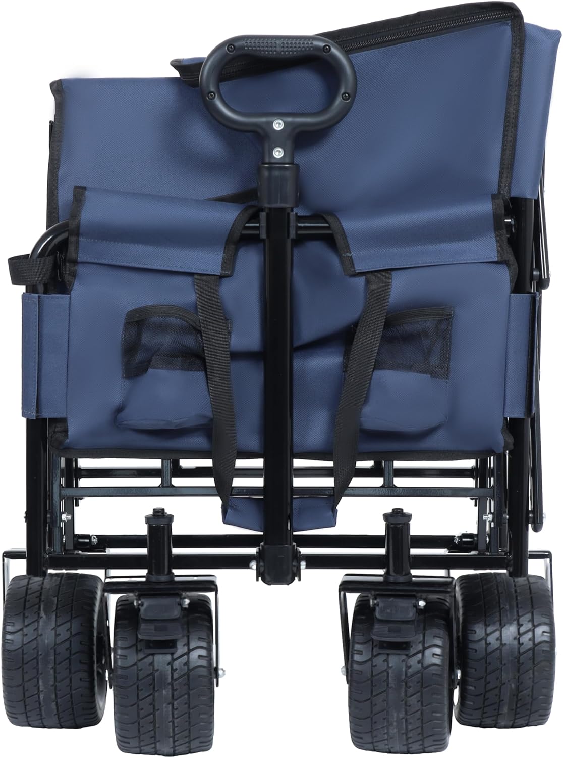 3-in-1 Convertible Folding Wagon Cart with Bench Seat & 180L Storage - 500lbs Heavy-Duty All-Terrain Wagon for Camping, Beach, Sports & Garden Use (Dark Blue)