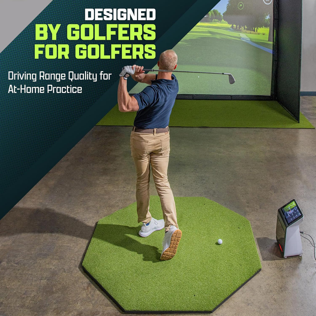 GoSports Elite Golf Hitting Mat for Indoor and Outdoor Practice - Withstands Thousands of Shots - Heavy-Duty Turf Driving Range Mats Works with Golf Simulators - Includes 3 tees - Choose Your Size
