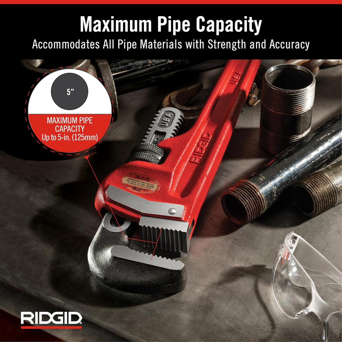 Ridgid 31035 model 36 Heavy-Duty Straight Pipe Wrench, 36' Plumbing Wrench