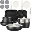 Pots and Pans Set - 19PCS Induction Cookware Set Detachable Handle Nonstick Kitchen Cookware Sets, Non-toxic Non-stick Cooking Set, Pot and Pan Set Removable Handle, Oven & Dishwasher Safe