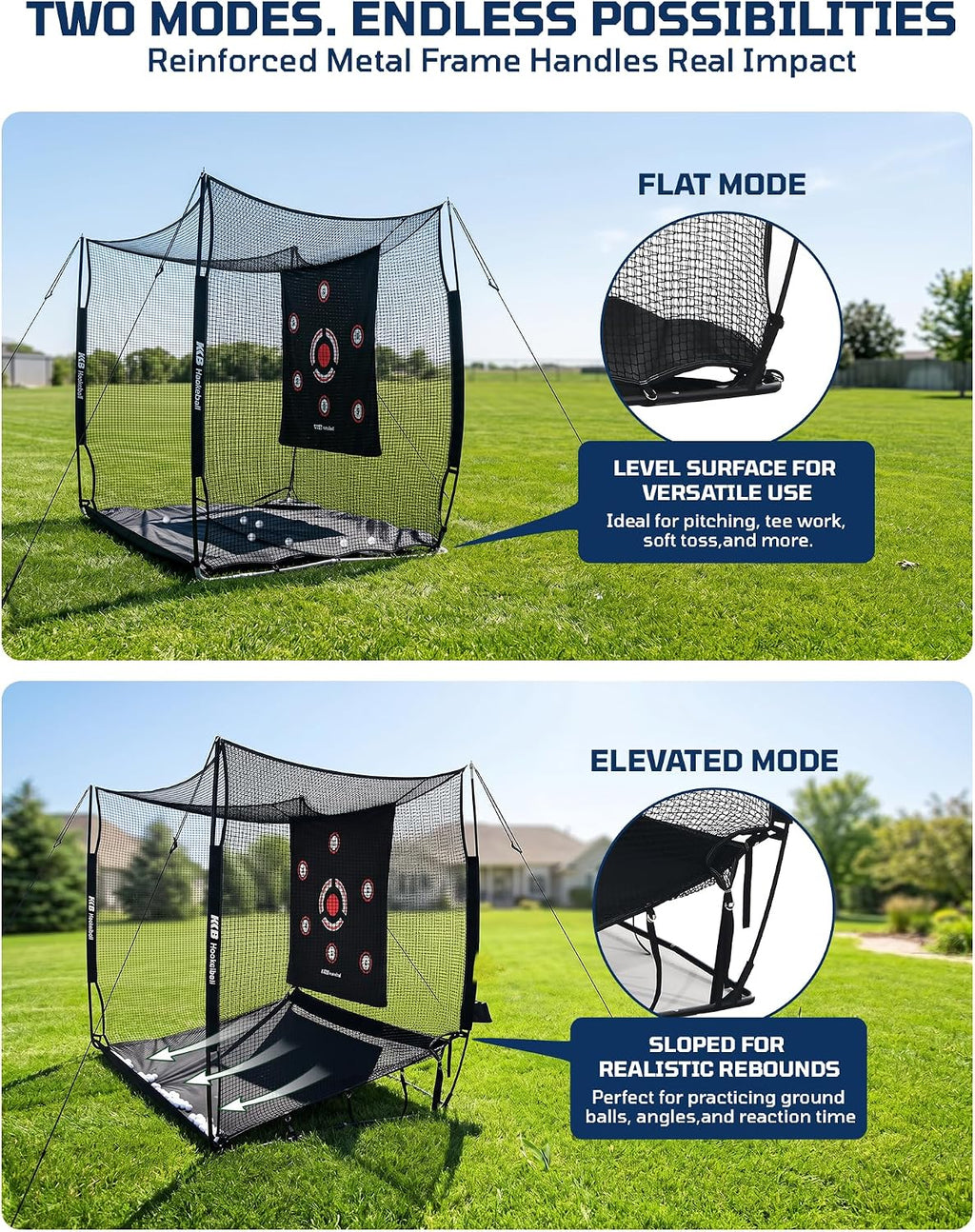 Haokelball Golf Cage with Metal Frame, 10x8x6ft Golf Hitting Nets for Backyard Driving Real Balls, Heavy Duty Net Enclosure with 3-Sides & Target Cloth for Indoor Outdoor Full Swing Practice