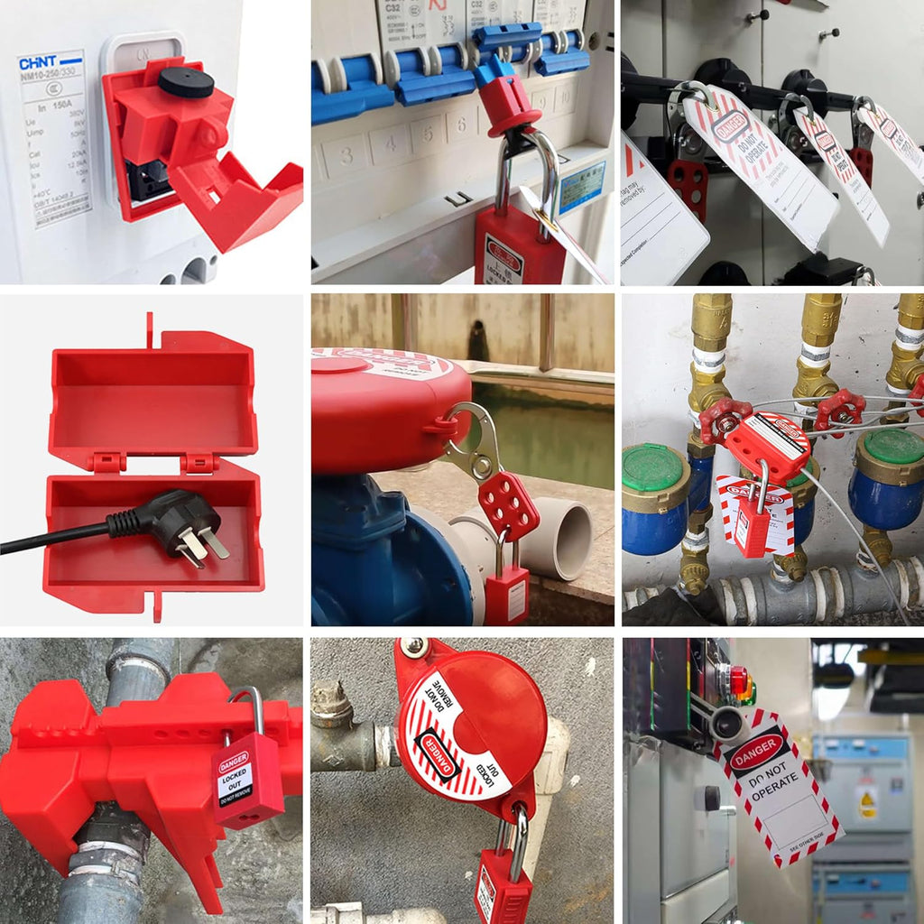 Lockout Tagout Kit, Electrical Loto Kit with Clamp-On Circuit Breaker Lockout, Lock Out Tags, Lockout Safety Padlocks, Lock Out Tag Out Kits for Vehicles/Automotive in Electrical/Industrial/Mechanical