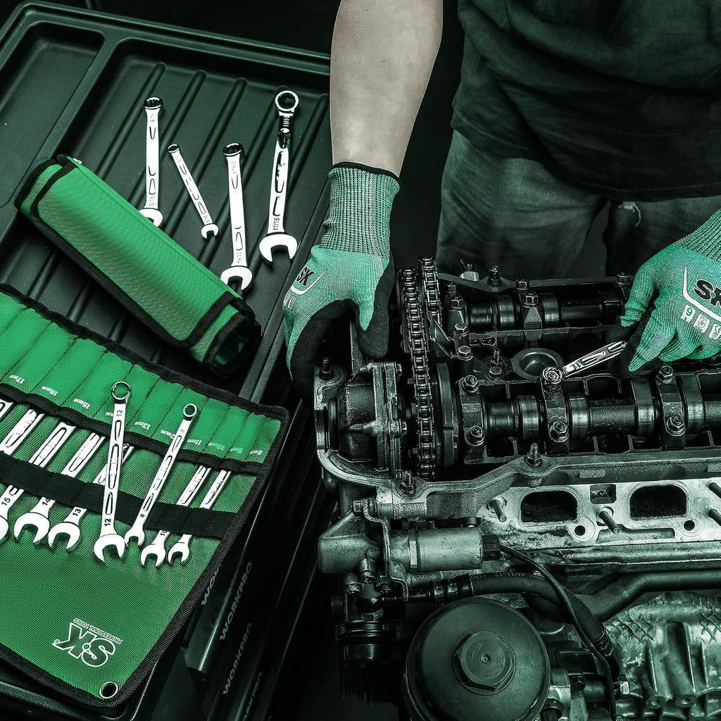 SK Combination Wrench Set, SAE 5/16' to 3/4', Metric 8 to 19mm, 23-Piece, SuperKrome Finish, Premium CR-V Construction, with Rolling Pouch