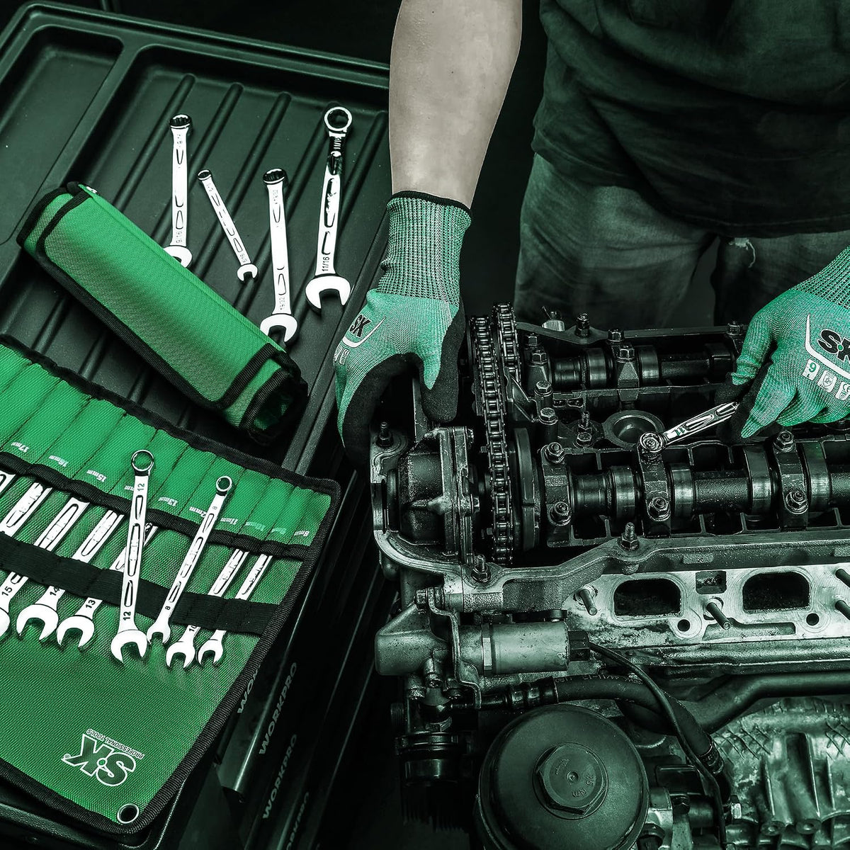 SK Combination Wrench Set, SAE 5/16' to 3/4', Metric 8 to 19mm, 23-Piece, SuperKrome Finish, Premium CR-V Construction, with Rolling Pouch
