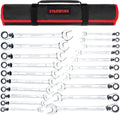 STARWORK TRUE MECHANIC™ 20 Pc. Reversible Ratcheting Wrench Set, Combination Ratchet Wrench Set, Non-Slip, Long Pattern, 6-Point 15° Offset, Professional, SAE/Metric (5/16-3/4' & 8-19 mm)