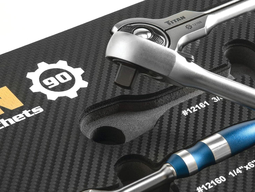 Titan 12175 5-Piece 90-Tooth Swivel Head and Flat Head Ratchet Set