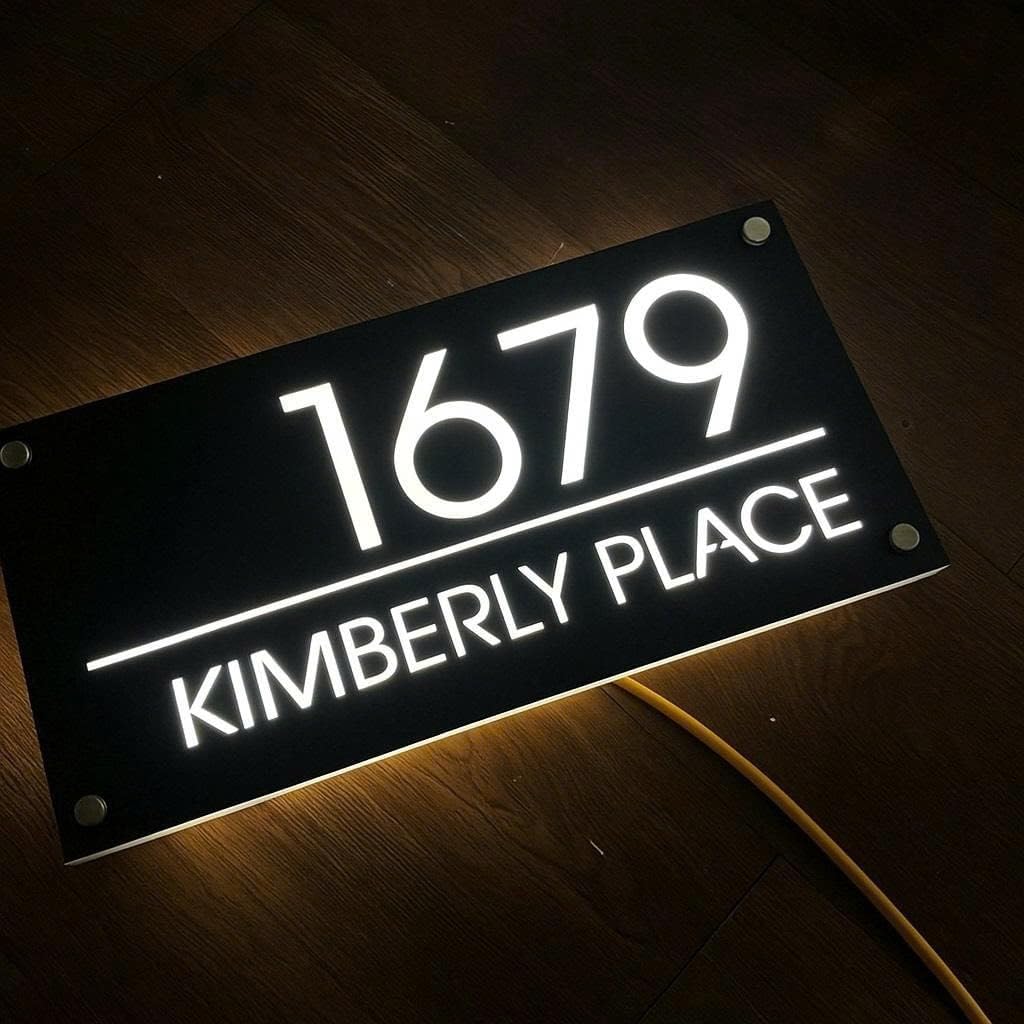 Custom LED House Number Sign Waterproof Lighted Address Plaque Outdoor, personalization lighting Sign illuminated backlit - Waterproof (50X25CM (19,6 x 9,8 inch))