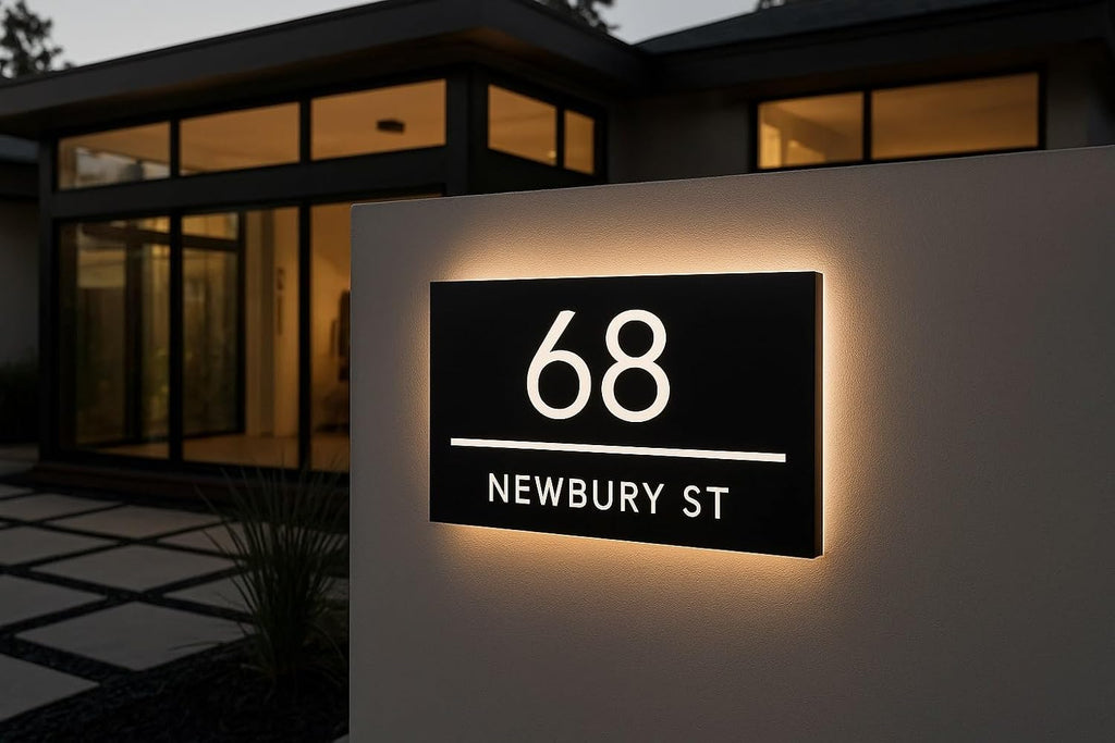 Custom Backlit LED House Number Sign for Outside, Personalized Illuminated Address Plaque for Home, Modern Lighted Sign - Waterproof (40X25CM (15,7 x 9,8 inch))