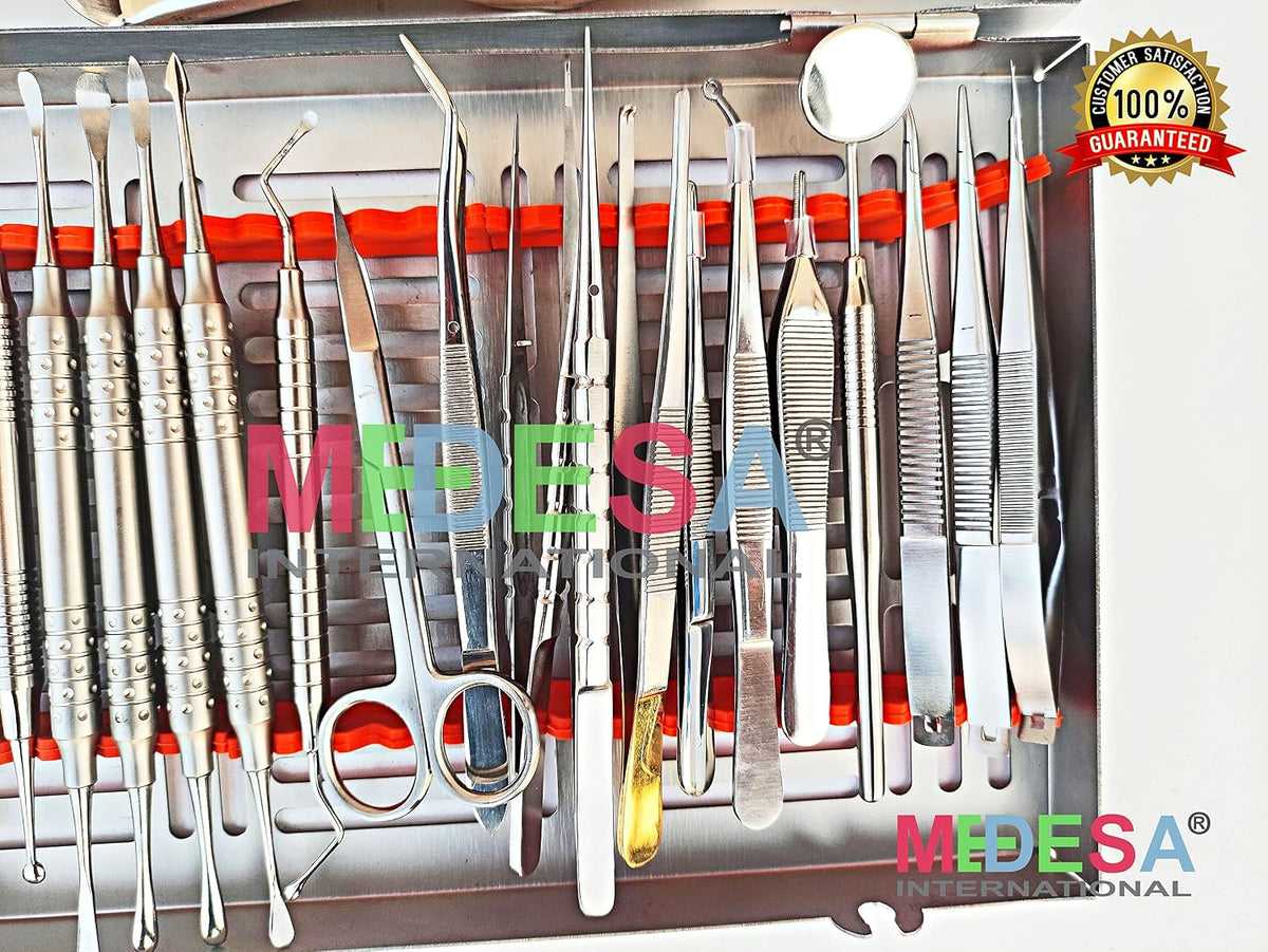 Medesy Periodontal Periosteal Micro Oral Surgery Kit Microsurgery Instruments Kit Scalpel Handles Scissors Dentistry Hand Piece Set 24 Pcs by MEDESA