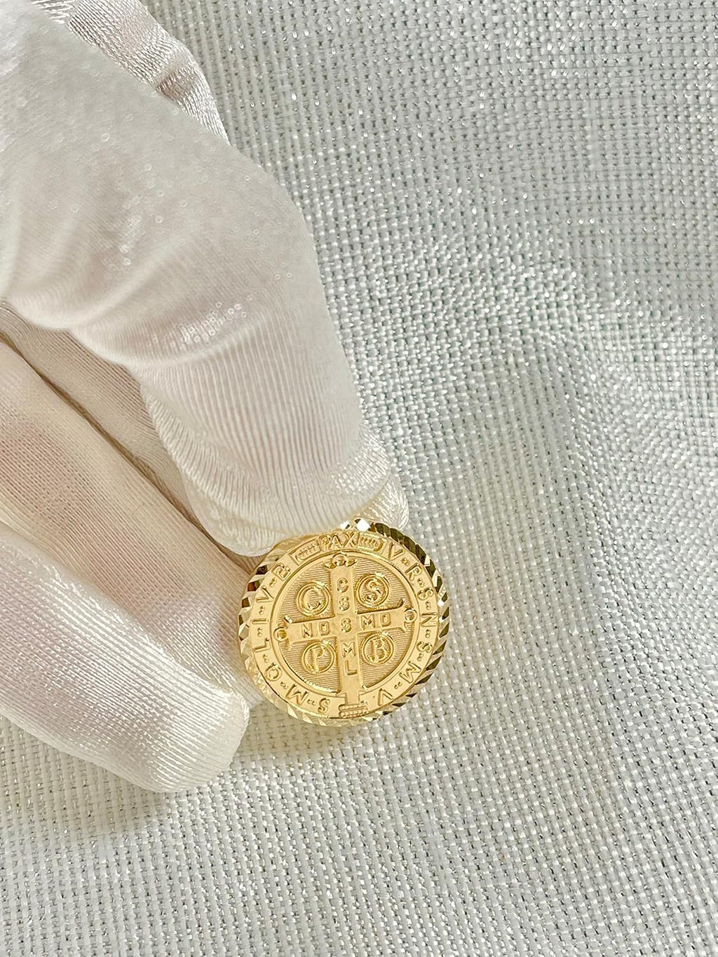 JEWELHEART 14K Real Gold Saint Benedict Medals 14mm 18mm 20mm 25mm Diamond Cut San Benito Pendant Charm For Men Women Religious Medallion Two Sided