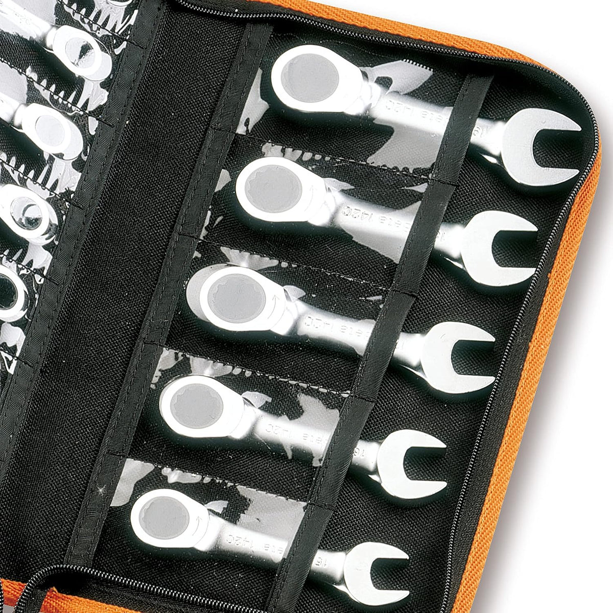 Beta 142 Short Series, Set of 12, 12-Point Ratcheting Combination Wrenches, Stubby, Metric 8mm-19mm