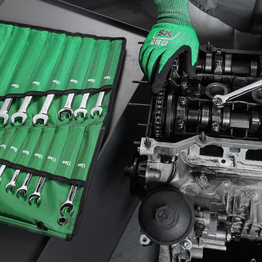 SK Combination Wrench Set, Metric 6 to 32mm, 22-Piece, SuperKrome Finish, Premium CR-V Construction, with Rolling Pouch