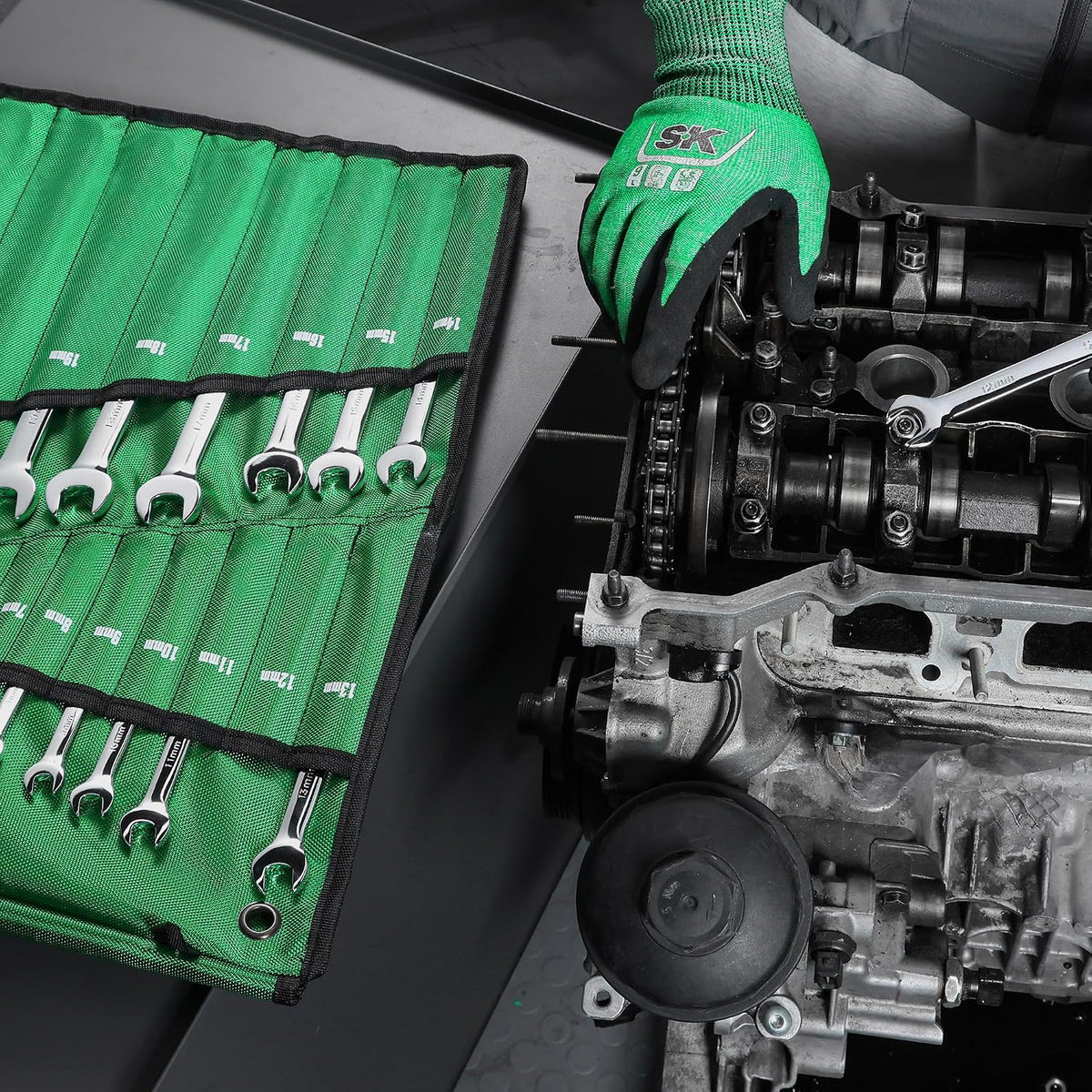 SK Combination Wrench Set, Metric 6 to 32mm, 22-Piece, SuperKrome Finish, Premium CR-V Construction, with Rolling Pouch