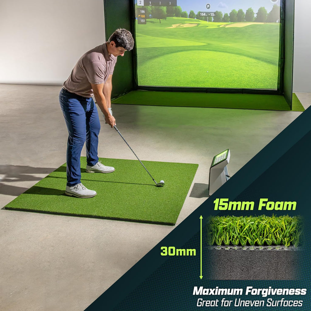 GoSports Pro Golf Hitting Mat for Indoor and Outdoor Practice - Withstands Thousands of Shots - Heavy-Duty Turf Driving Range Mats Works with Golf Simulators - Includes 3 tees -Choose Your Size