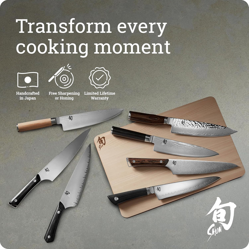 Shun Premier 6' Ultimate Utility Knife, Handcrafted Japanese Knife, VG-MAX Core with Damascus Stainless Steel Cladding, Pakkawood Handle, Precision and Sharpness for Professional and Home Chefs