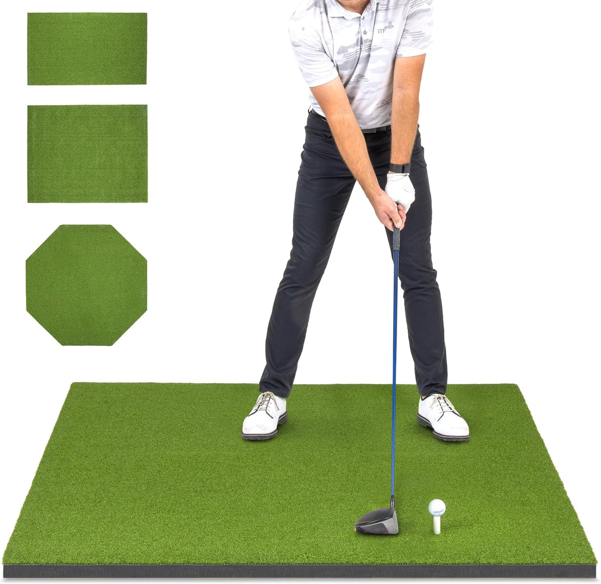 GoSports Elite Golf Hitting Mat for Indoor and Outdoor Practice - Withstands Thousands of Shots - Heavy-Duty Turf Driving Range Mats Works with Golf Simulators - Includes 3 tees - Choose Your Size