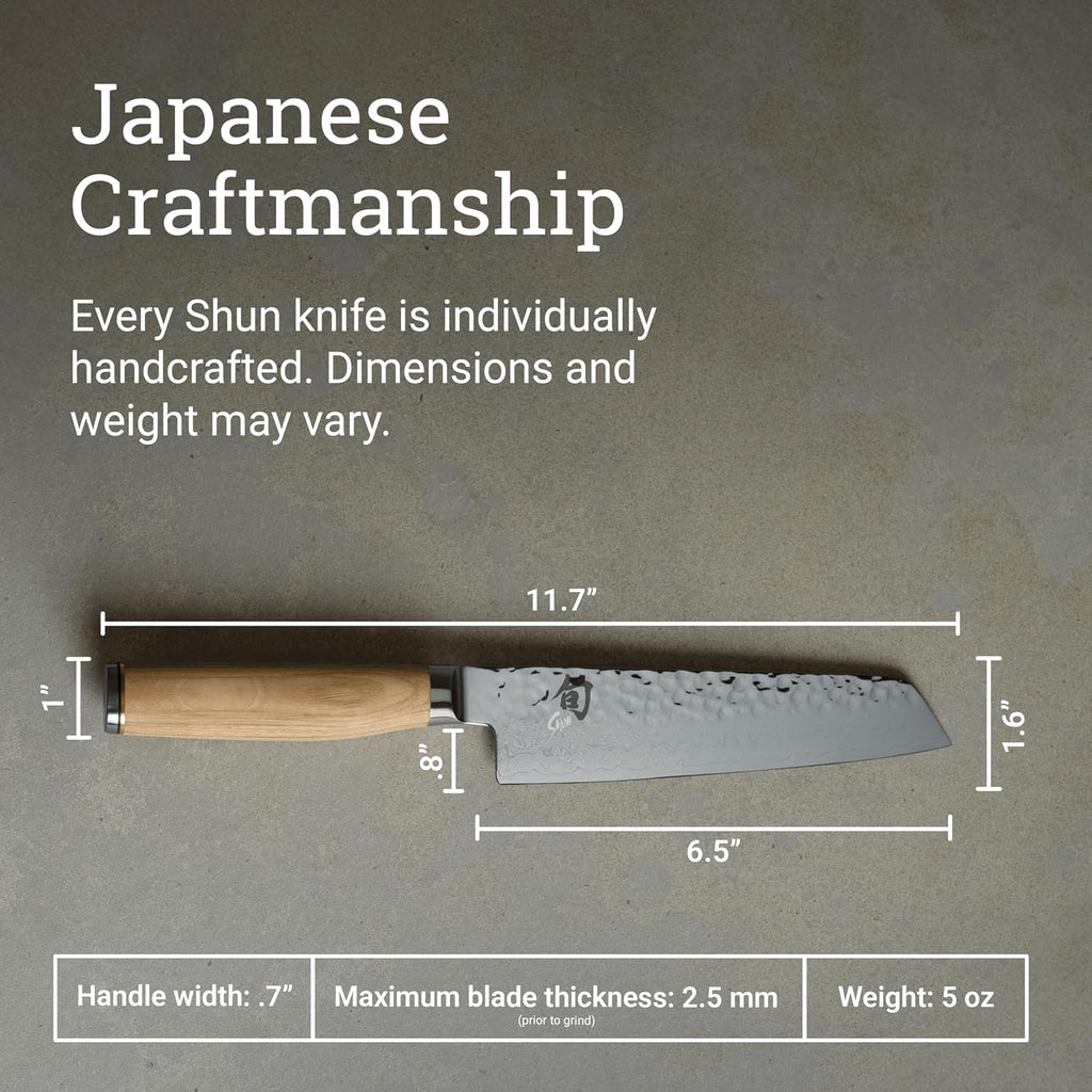 Shun Premier Blonde 6.5' Master Utility Knife, Handcrafted Japanese Knife, VG-MAX Core with Damascus Stainless Steel Cladding, Pakkawood Handle, Precision and Sharpness for Professional and Home Chefs