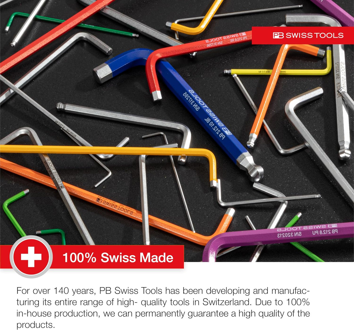 PB SWISS TOOLS Allen Key Set PB 212Z.LH-12 RB | 100% Swiss Made | 12-Piece Long Hex Key Set with Ballpoint, Inch Sized for Screwdriving Work in Industry and Handcraft