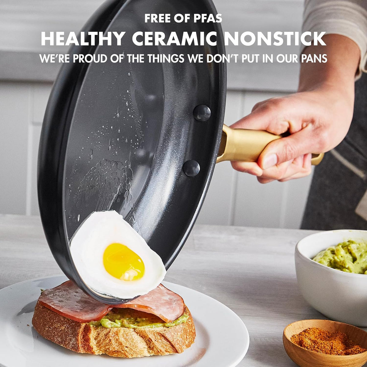 GreenPan Hard Anodized Healthy Ceramic Nonstick 5 Piece Cookware Pots and Pans Set, Gold Handle, PFAS-Free, Dishwasher Safe, Oven Safe, Black