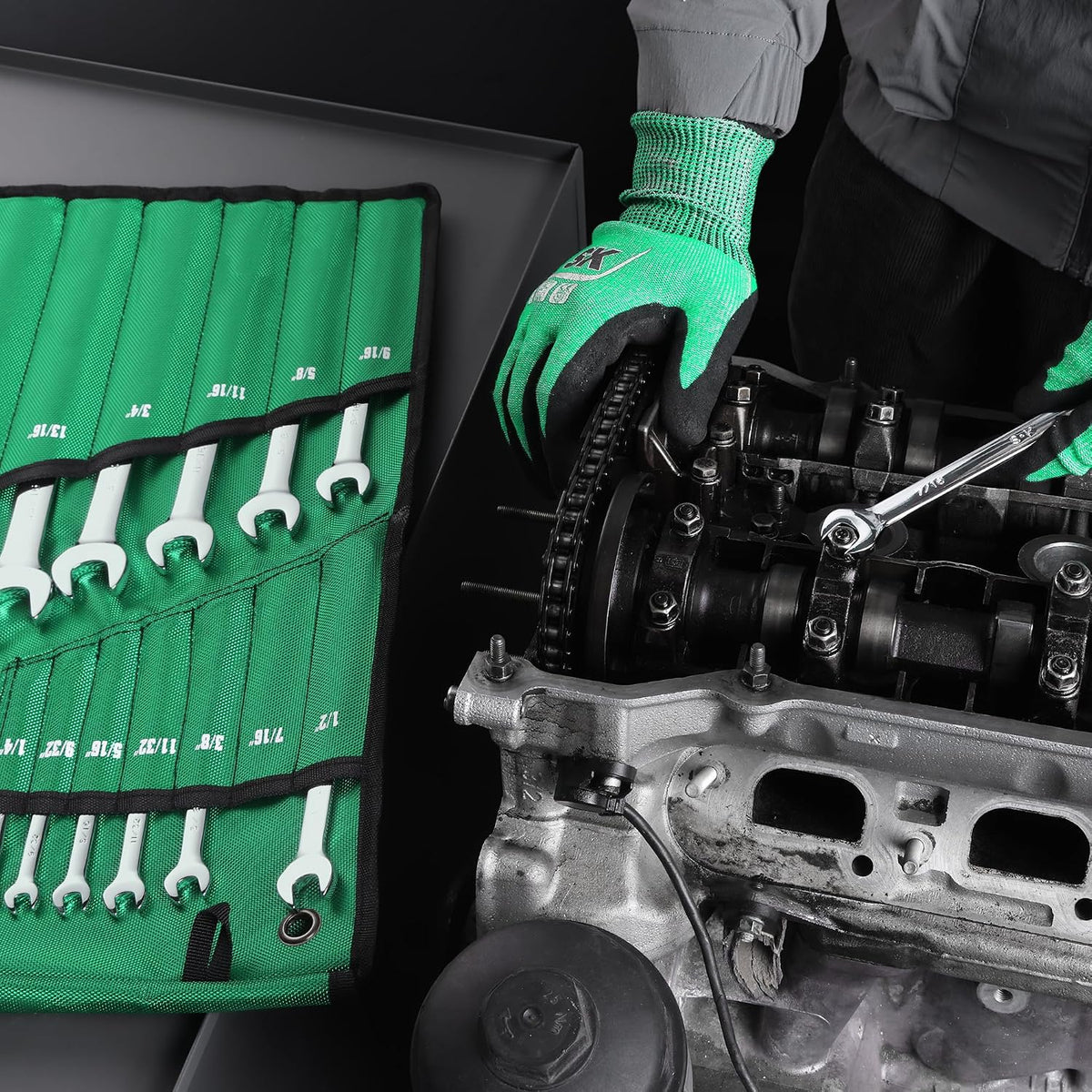 SK Combination Wrench Set, SAE 1/4' to 1-1/4', 18-Piece, SuperKrome Finish, Premium CR-V Construction, with Rolling Pouch