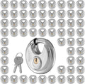 SEDORTI 60-Pack Disc Padlocks Keyed Alike, 2-3/4 inch Wide, Stainless Steel 304 Round Lock, Waterproof and Rustproof Storage Lock with Brass Keys, Ideal for Storage Unit Gate, Outdoor, Shed, Fence