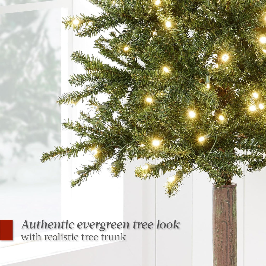 Best Choice Products Pencil Christmas Tree 7.5ft Pre-lit Alpine Slim Holiday Decoration, Lighted Skinny Décor LED Lights, Metal Stand