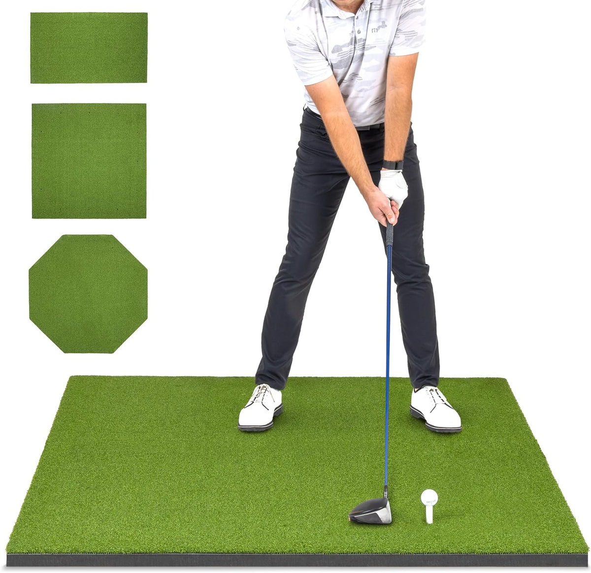 GoSports Elite Golf Hitting Mat for Indoor and Outdoor Practice - Withstands Thousands of Shots - Heavy-Duty Turf Driving Range Mats Works with Golf Simulators - Includes 3 tees - Choose Your Size