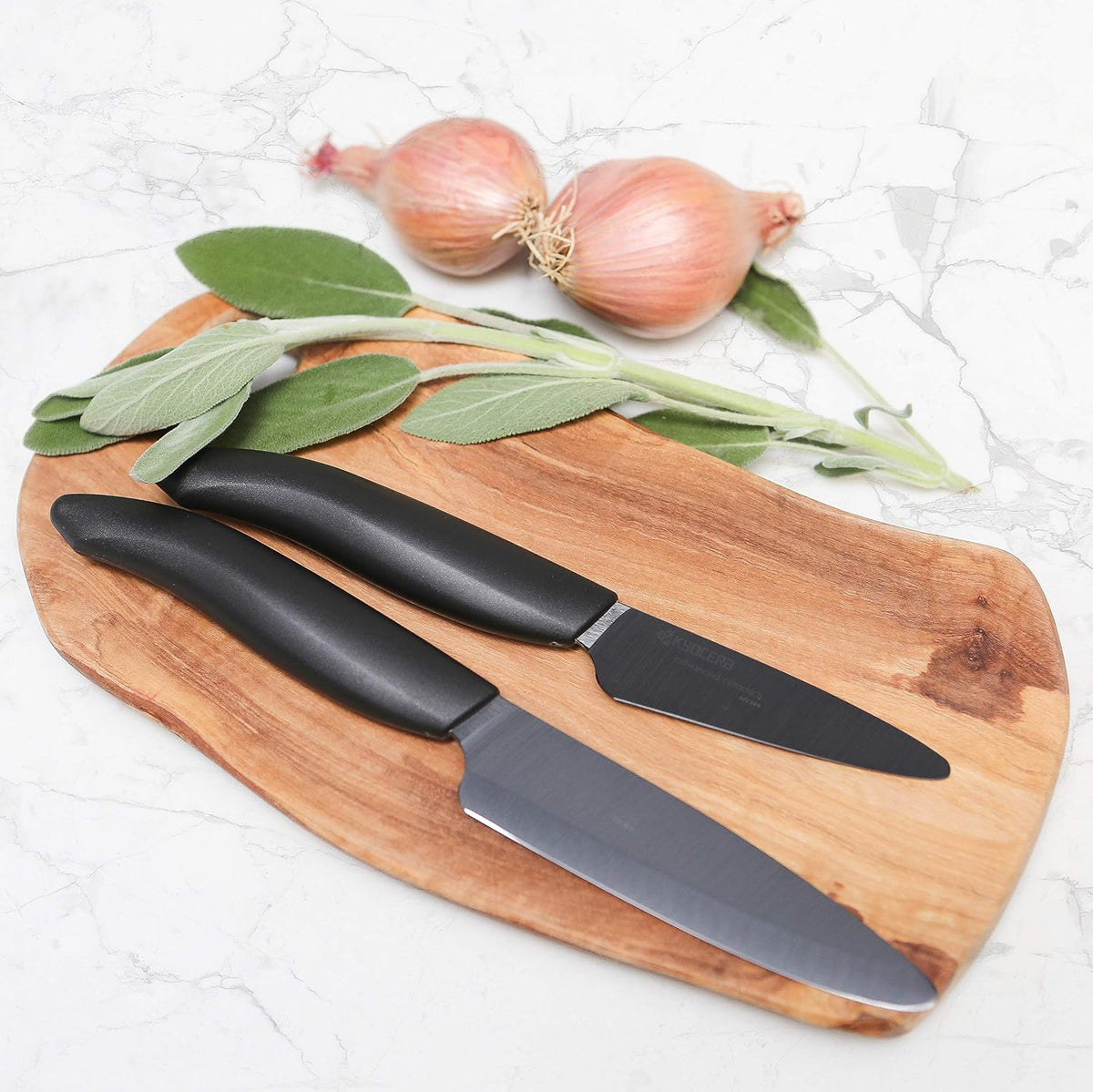 Kyocera FK-3PC-BKBK Ceramic Advanced Knife Set, 5.5' 4.5' 3', Black Handle With Black Blade