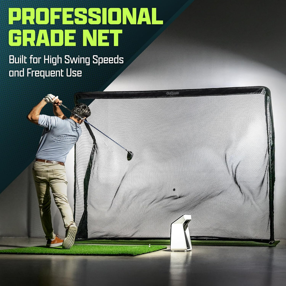 GoSports Elite Golf Practice Hitting Net with Steel Frame - Indoor and Outdoor Use - Portable Golf Net - Durable Netting - 7' or 10' Size