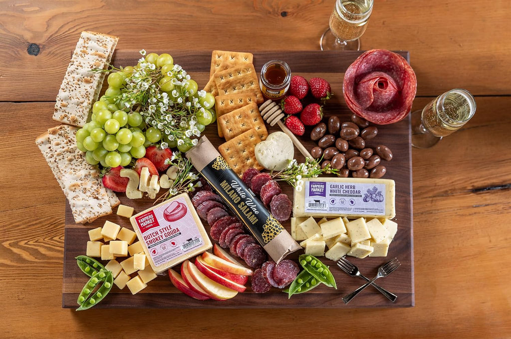 Farmers Market Charcuterie Gift Basket – Gourmet Meat & Cheese Gift Box with Summer Sausage, Wisconsin Cheese, Salami, Crackers & Mustard – Shelf Stable, Keto Friendly Food Gift for Father's Day, Holidays and Entertaining