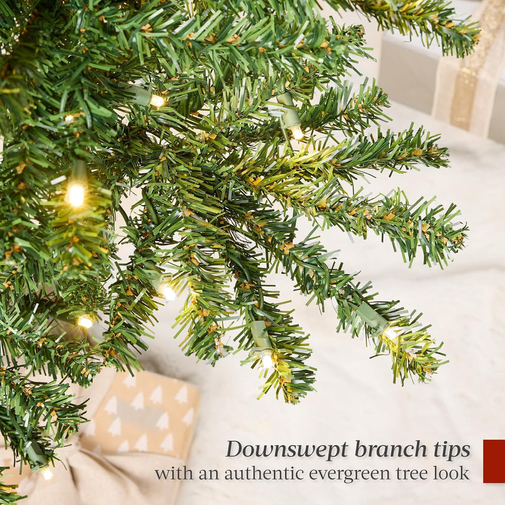 Best Choice Products Pencil Christmas Tree 7.5ft Pre-lit Alpine Slim Holiday Decoration, Lighted Skinny Décor LED Lights, Metal Stand