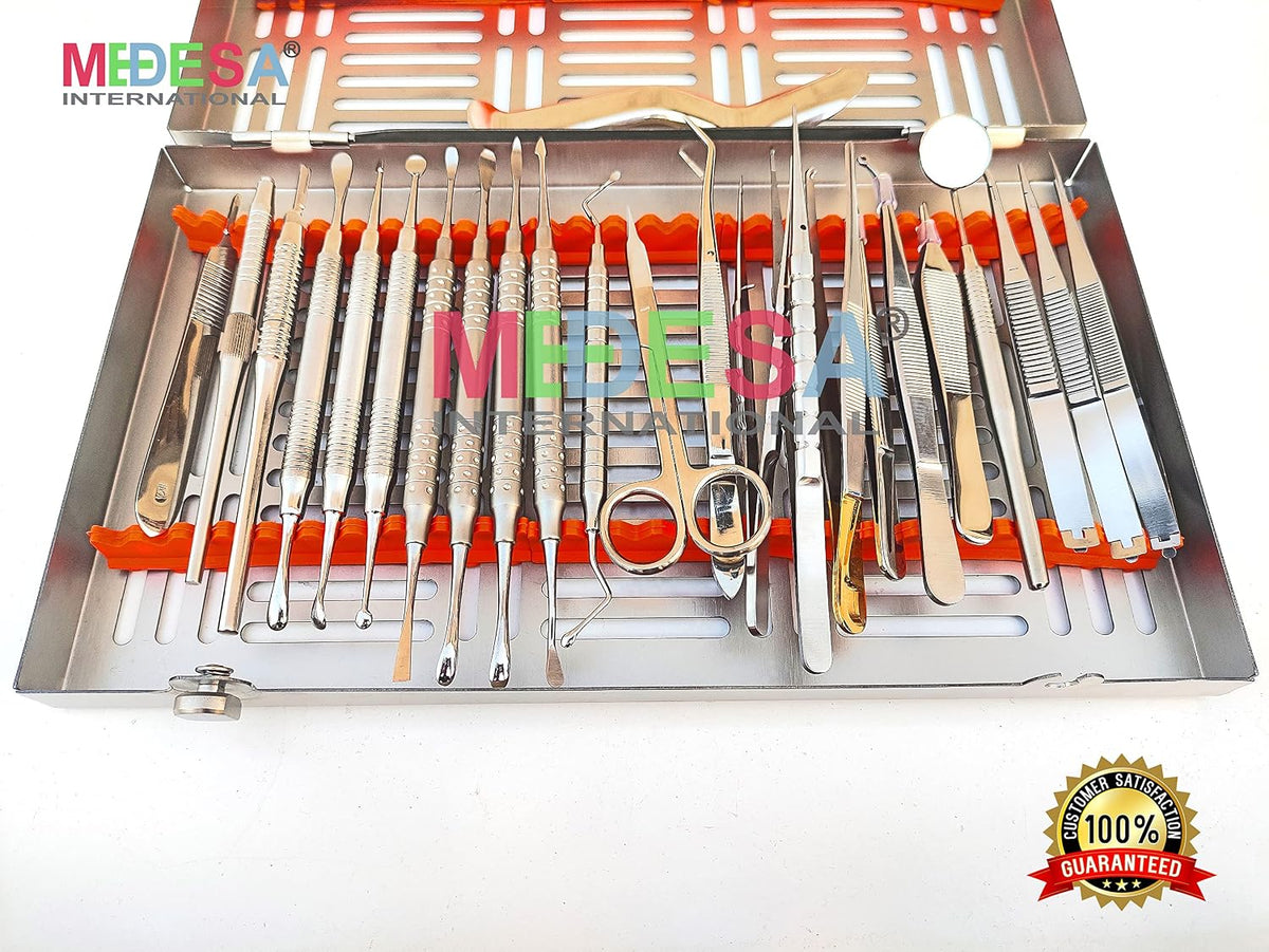 Medesy Periodontal Periosteal Micro Oral Surgery Kit Microsurgery Instruments Kit Scalpel Handles Scissors Dentistry Hand Piece Set 24 Pcs by MEDESA