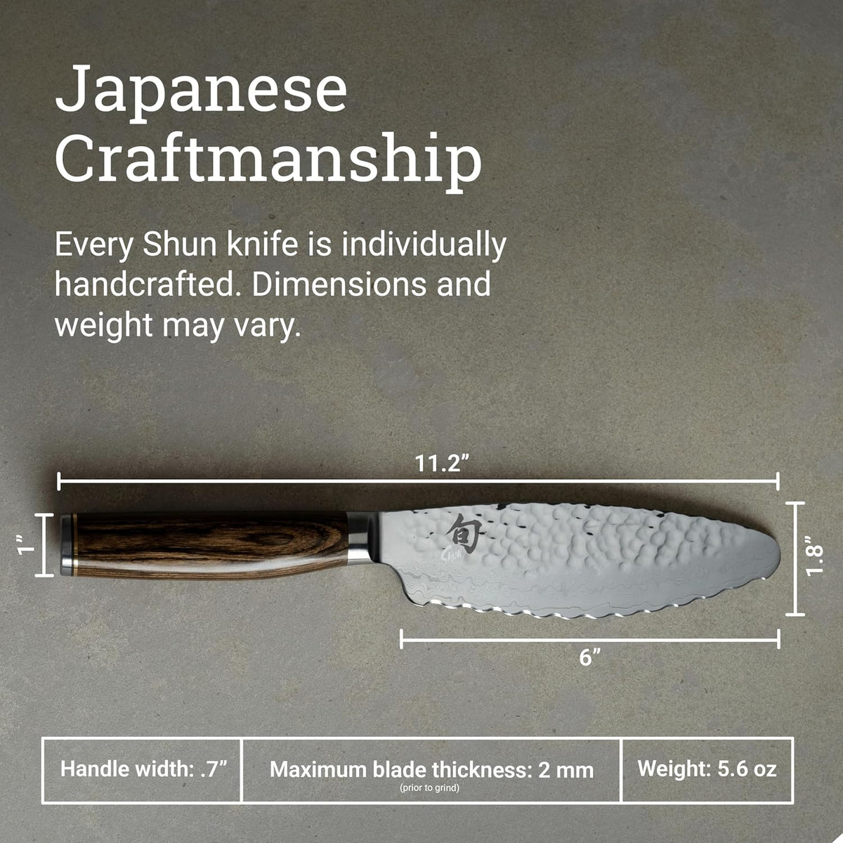 Shun Premier 6' Ultimate Utility Knife, Handcrafted Japanese Knife, VG-MAX Core with Damascus Stainless Steel Cladding, Pakkawood Handle, Precision and Sharpness for Professional and Home Chefs